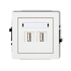 Mechanizm gniazda podwójnego 2xUSB A-A 3.0 Karlik DECO biały mat 25DGUSB-6