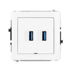 Mechanizm gniazda podwójnego 2xUSB A-A 3.0, bez pola opisowego Karlik DECO biały mat 25DGUSBBO-6