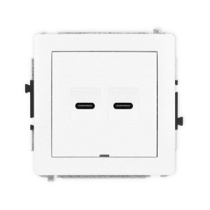 Mechanizm gniazda podwójnego 2xUSB C-C, bez pola opisowego Karlik DECO biały mat 25DGUSBBO-8