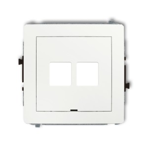 Mechanizm gniazda multimedialnego podwójnego bez modułu, bez pola opisowego (standard Keystone) Karlik DECO biały mat 25DGMBO-2P