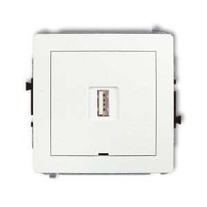 Mechanizm ładowarki USB pojedynczej USB A, 10W max., 5V, 2A, bez pola opisowego Karlik DECO biały mat 25DCUSBBO-3