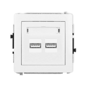 Mechanizm ładowarki USB podwójnej 2xUSB A, 15,5W max., 5V, 3.1A Karlik DECO biały mat 25DCUSB-6