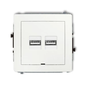 Mechanizm ładowarki USB podwójnej 2xUSB A, 15,5W max., 5V, 3.1A, bez pola opisowego Karlik DECO biały mat 25DCUSBBO-6