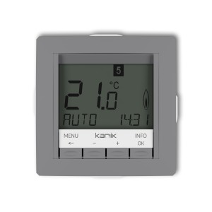Mechanizm uniwersalnego elektronicznego tygodniowego regulatora temperatury (podświetlenie białe) Karlik DECO szary mat 27DRT-3.1