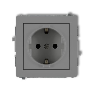 Mechanizm gniazda pojedynczego z uziemieniem SCHUKO 2P+Z (przesłony torów prądowych) Karlik DECO szary mat 27DGP-1sp
