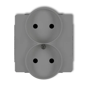 Mechanizm gniazda podwójnego do ramki DECO Soft bez uziemienia 2x2P (przesłony torów prądowych) Karlik DECO szary mat 27DGPRSO-2p