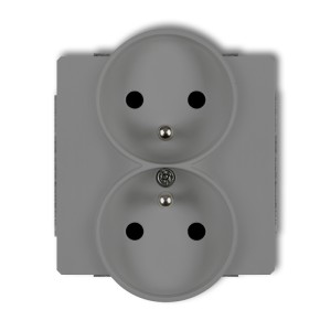 Mechanizm gniazda podwójnego do ramki z uziemieniem 2x(2P+Z) (przesłony torów prądowych) Karlik DECO szary mat 27DGPR-2zp
