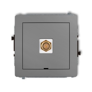 Mechanizm gniazda antenowego pojedynczego typu F (SAT) pozłacany, bez pola opisowego Karlik DECO szary mat 27DGFBO-1.1