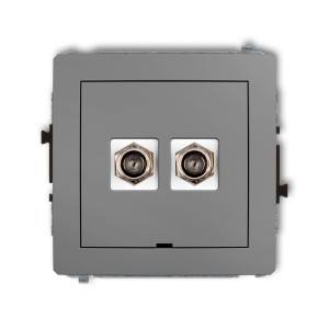 Mechanizm gniazda antenowego podwójnego typu F (SAT) niklowany, bez pola opisowego Karlik DECO szary mat 27DGFBO-2