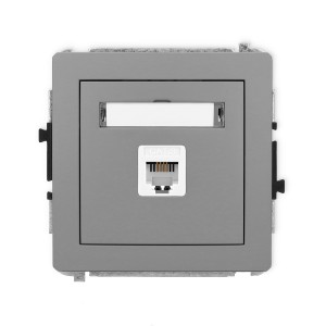 Mechanizm gniazda telefonicznego pojedynczego 1xRJ11, 4-stykowy, beznarzędziowe Karlik DECO szary mat 27DGT-1