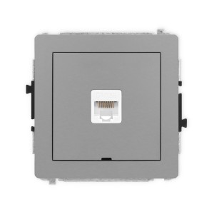 Mechanizm gniazda komputerowego pojedynczego 1xRJ45, kat. 5e, 8-stykowy, bez pola opisowego Karlik DECO szary mat 27DGKBO-1