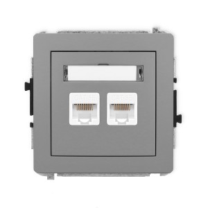 Mechanizm gniazda komputerowego podwójnego 2xRJ45, kat. 5e, 8-stykowy Karlik DECO szary mat 27DGK-2