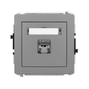 Mechanizm gniazda komputerowego pojedynczego 1xRJ45, kat. 6, ekranowany, 8-stykowy Karlik DECO szary mat 27DGK-5