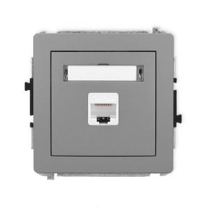 Mechanizm gniazda komputerowego pojedynczego 1xRJ45, kat. 6A, 8-stykowy Karlik DECO szary mat 27DGK-7