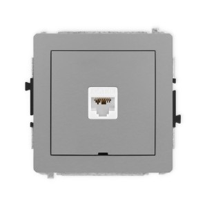Mechanizm gniazda komputerowego pojedynczego 1xRJ45, kat. 6A, 8-stykowy, bez pola opisowego Karlik DECO szary mat 27DGKBO-7
