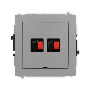 Mechanizm gniazda głośnikowego podwójnego, bez pola opisowego Karlik DECO szary mat 27DGGBO-2