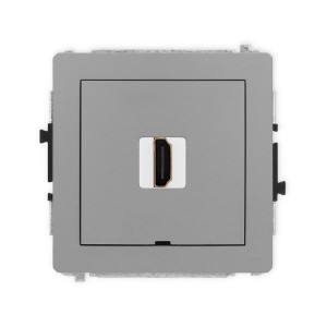 Mechanizm gniazda pojedynczego HDMI 2.0, 4K, bez pola opisowego Karlik DECO szary mat 27DHDMIBO-3