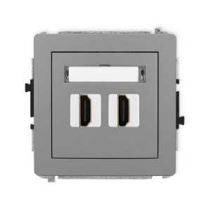 Mechanizm gniazda podwójnego HDMI 2.1, 8K Karlik DECO szary mat 27DHDMI-6