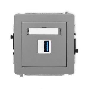 Mechanizm gniazda pojedynczego USB A-A 3.0 Karlik DECO szary mat 27DGUSB-5