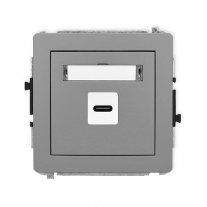 Mechanizm gniazda pojedynczego 1xUSB C-C Karlik DECO szary mat 27DGUSB-7