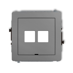 Mechanizm gniazda multimedialnego podwójnego bez modułu, bez pola opisowego (standard Keystone) Karlik DECO szary mat 27DGMBO-2P