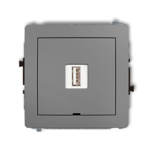 Mechanizm ładowarki USB pojedynczej USB A, 5W max., 5V, 1A, bez pola opisowego Karlik DECO szary mat 27DCUSBBO-1