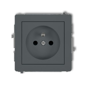 Mechanizm gniazda pojedynczego z uziemieniem 2P+Z (przesłony torów prądowych) Karlik DECO grafitowy mat 28DGP-1zp