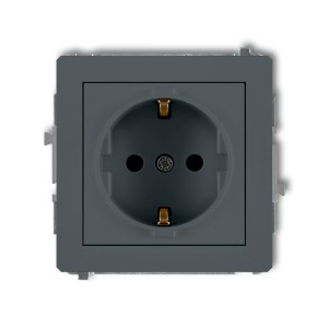 Mechanizm gniazda pojedynczego z uziemieniem SCHUKO 2P+Z (przesłony torów prądowych) Karlik DECO grafitowy mat 28DGP-1sp