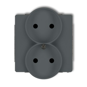 Mechanizm gniazda podwójnego do ramki DECO Soft bez uziemienia 2x2P (przesłony torów prądowych) Karlik DECO grafitowy mat 28DGPRSO-2p