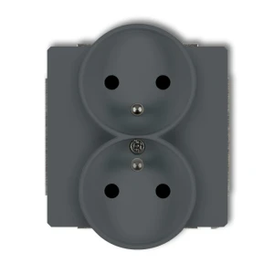 Mechanizm gniazda podwójnego do ramki z uziemieniem 2x(2P+Z) (przesłony torów prądowych) Karlik DECO grafitowy mat 28DGPR-2zp