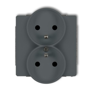 Mechanizm gniazda podwójnego do ramki DECO Soft z uziemieniem 2x(2P+Z) (przesłony torów prądowych) Karlik DECO grafitowy mat 28DGPRSO-2zp