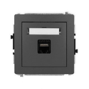 Mechanizm gniazda komputerowego pojedynczego 1xRJ45, kat. 6A, 8-stykowy Karlik DECO grafitowy mat 28DGK-7