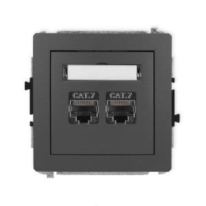 Mechanizm gniazda komputerowego podwójnego 2xRJ45, kat. 7, ekranowany, 8-stykowy Karlik DECO grafitowy mat 28DGK-10
