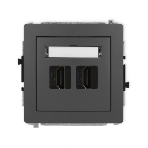 Mechanizm gniazda podwójnego HDMI 2.1, 8K Karlik DECO grafitowy mat 28DHDMI-6