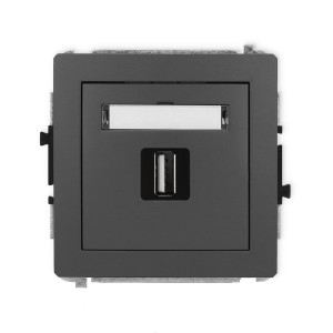 Mechanizm gniazda pojedynczego USB A-A 2.0 Karlik DECO grafitowy mat 28DGUSB-1