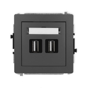 Mechanizm gniazda podwójnego 2xUSB A-A 2.0 Karlik DECO grafitowy mat 28DGUSB-2