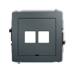 Mechanizm gniazda multimedialnego podwójnego bez modułu, bez pola opisowego (standard Keystone) Karlik DECO grafitowy mat 28DGMBO-2P