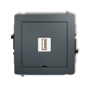 Mechanizm ładowarki USB pojedynczej USB A, 5W max., 5V, 1A, bez pola opisowego Karlik DECO grafitowy mat 28DCUSBBO-1