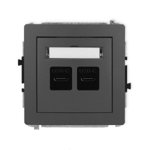 Mechanizm ładowarki USB podwójnej 2xUSB C, 20W max. Karlik DECO grafitowy mat 28DCUSB-7