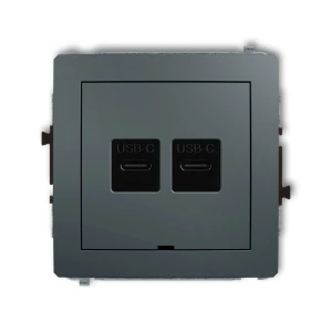 Mechanizm ładowarki USB podwójnej 2xUSB C, 20W max., bez pola opisowego Karlik DECO grafitowy mat 28DCUSBBO-7