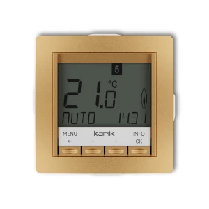 Mechanizm uniwersalnego elektronicznego tygodniowego regulatora temperatury (podświetlenie białe) Karlik DECO złoty 29DRT-3.1