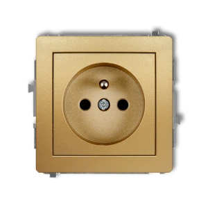 Mechanizm gniazda pojedynczego z uziemieniem 2P+Z (przesłony torów prądowych) Karlik DECO złoty 29DGP-1zp