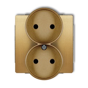 Mechanizm gniazda podwójnego do ramki DECO Soft bez uziemienia 2x2P (przesłony torów prądowych) Karlik DECO złoty 29DGPRSO-2p