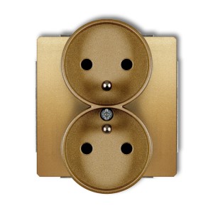 Mechanizm gniazda podwójnego do ramki z uziemieniem 2x(2P+Z) (przesłony torów prądowych) Karlik DECO złoty 29DGPR-2zp