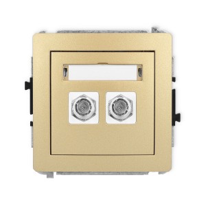Mechanizm gniazda antenowego podwójnego typu F (SAT) niklowany Karlik DECO złoty 29DGF-2
