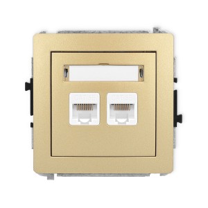 Mechanizm gniazda komputerowego podwójnego 2xRJ45, kat. 5e, 8-stykowy Karlik DECO złoty 29DGK-2