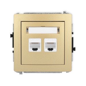 Mechanizm gniazda komputerowego podwójnego 2xRJ45, kat. 6A, 8-stykowy Karlik DECO złoty 29DGK-8