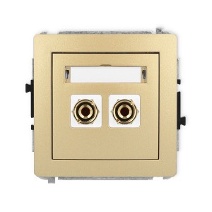 Mechanizm gniazda głośnikowego pojedynczego (typu banan - czerwony i czarny, pozłacany, 4 mm2, do lutowania) Karlik DECO złoty 29DGG-3