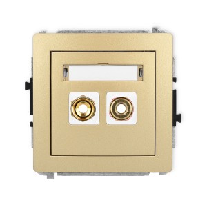 Mechanizm gniazda głośnikowego pojedynczego (typu banan - czerwony i czarny, pozłacany, 4 mm2, skręcany) Karlik DECO złoty 29DGG-4