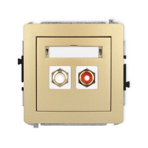 Mechanizm gniazda podwójnego RCA (typu cinch - biały i czerwony, pozłacany) Karlik DECO złoty 29DGRCA-2